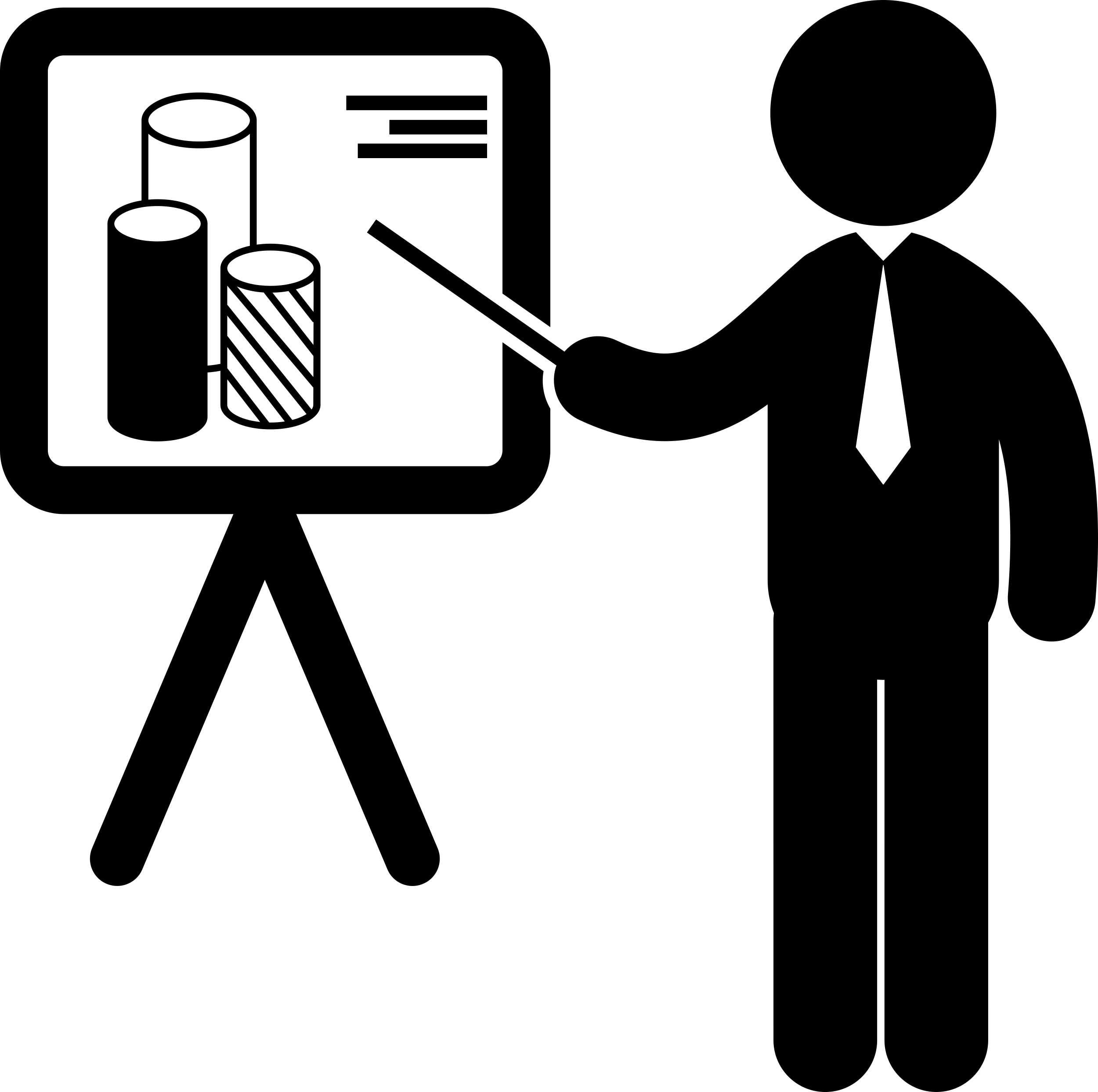 Businessman Presenter Presenting Business Stats Graphic On A Board Outline Icon Svg Set Free Vectors